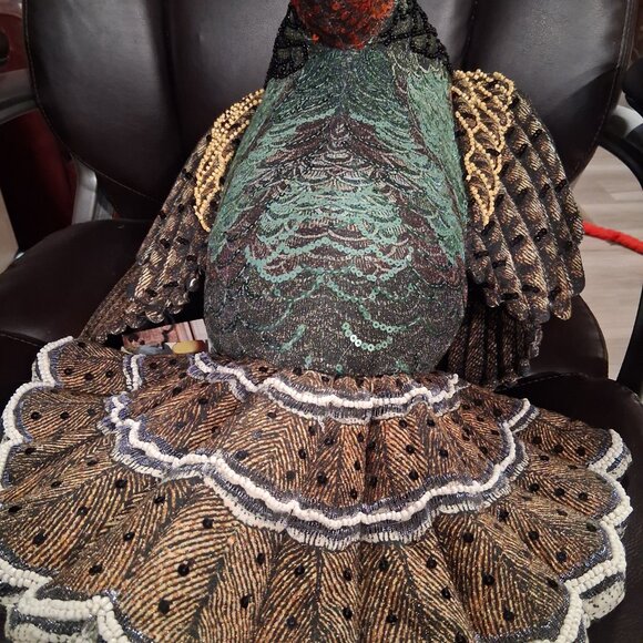 John Derian 2024 15x17 Beaded Sequins Thanksgiving Turkey Novelty Plush Pillow - Picture 3 of 6